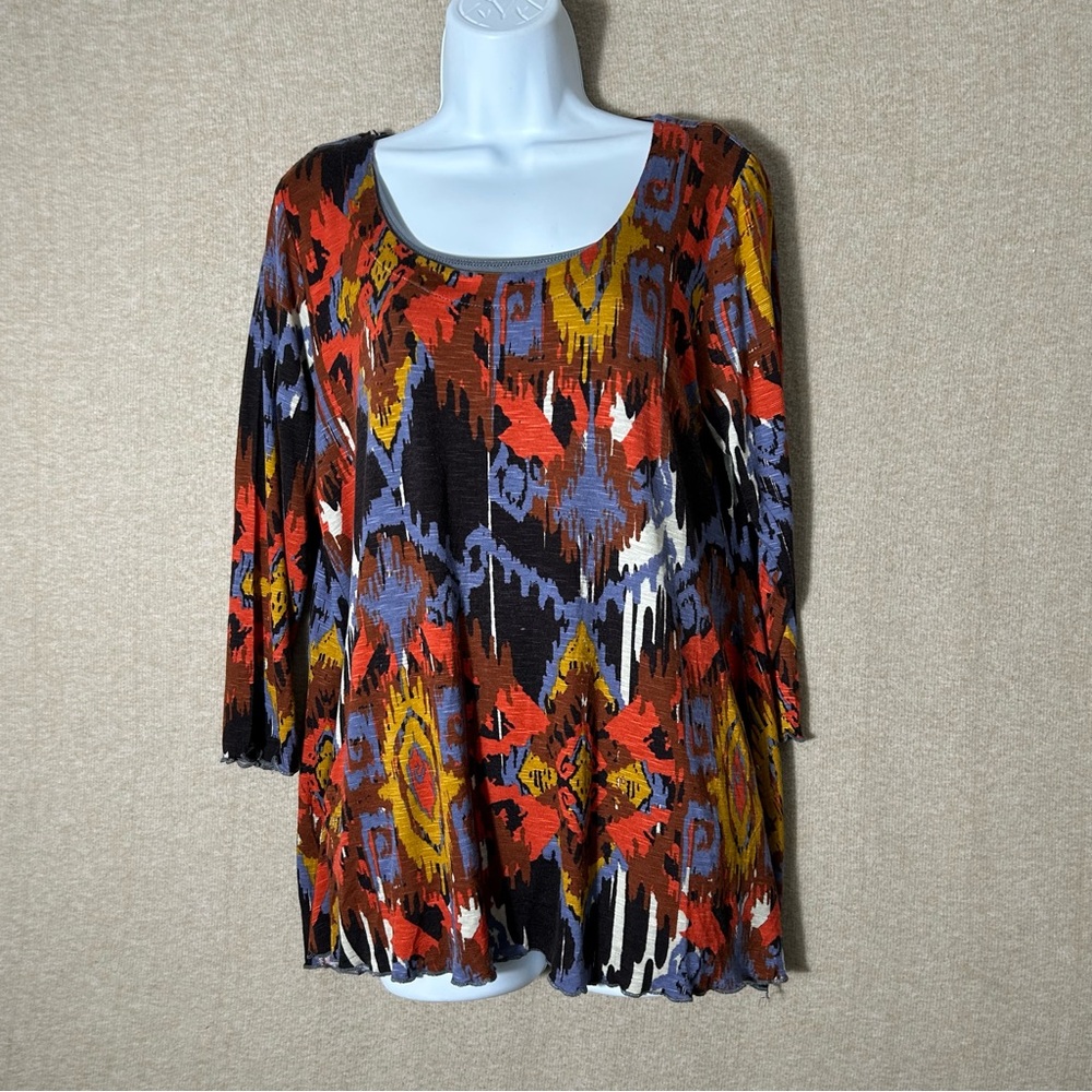 Miraclesuit Shapewear Top Womens Size Large Pullover‎ 3/4 Sleeves Abstract Lined